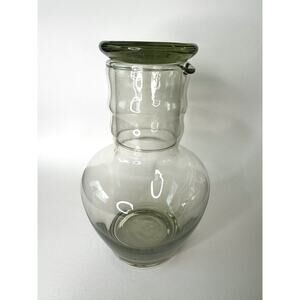 Vintage Bedside Water Carafe Pitcher Green 1940s Dunbar Glass Tumble Up Set